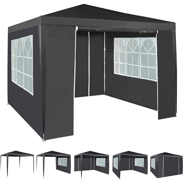 Grey pop up top gazebo with sides